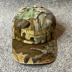 vtg K-Products Trucker Hat Mens Camo Prairie Farmers Association Snapback USA
